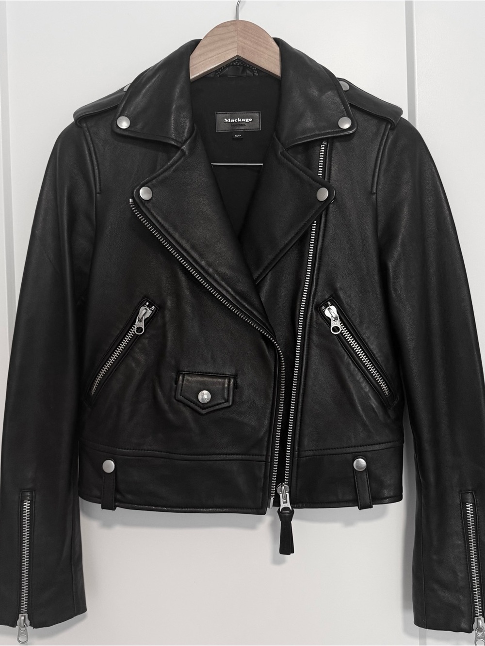 Aritzia Mackage Black Leather Moto Jacket